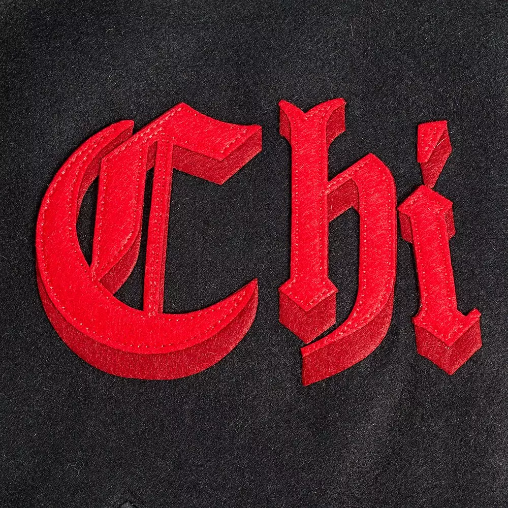 Pro Standard Men's NBA Chicago Bulls Old English Rib Wool Varsity Jacket - Black/Red - BLACK/RED