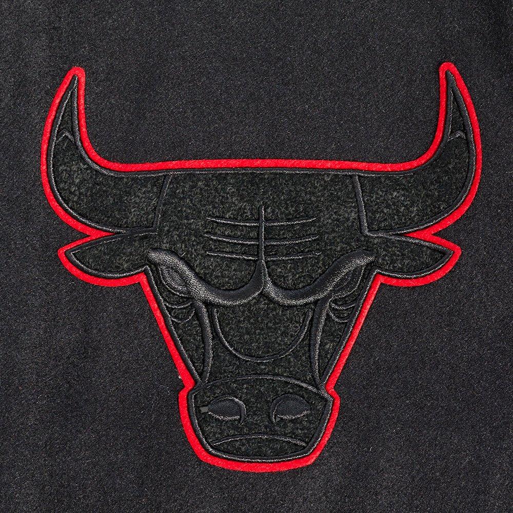 Pro Standard Men's NBA Chicago Bulls Old English Rib Wool Varsity Jacket -Black/Red - BLACK/RED Thumbnail View 6