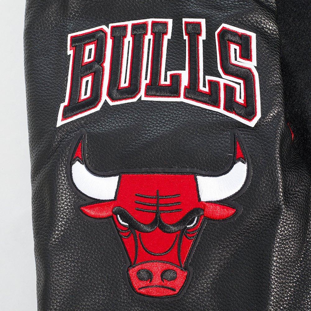 Pro Standard Men's NBA Chicago Bulls Old English Rib Wool Varsity Jacket -Black/Red - BLACK/RED Thumbnail View 7