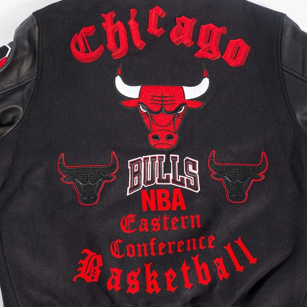 Pro Standard Men's NBA Chicago Bulls Old English Rib Wool Varsity Jacket -Black/Red - BLACK/RED Thumbnail View 9