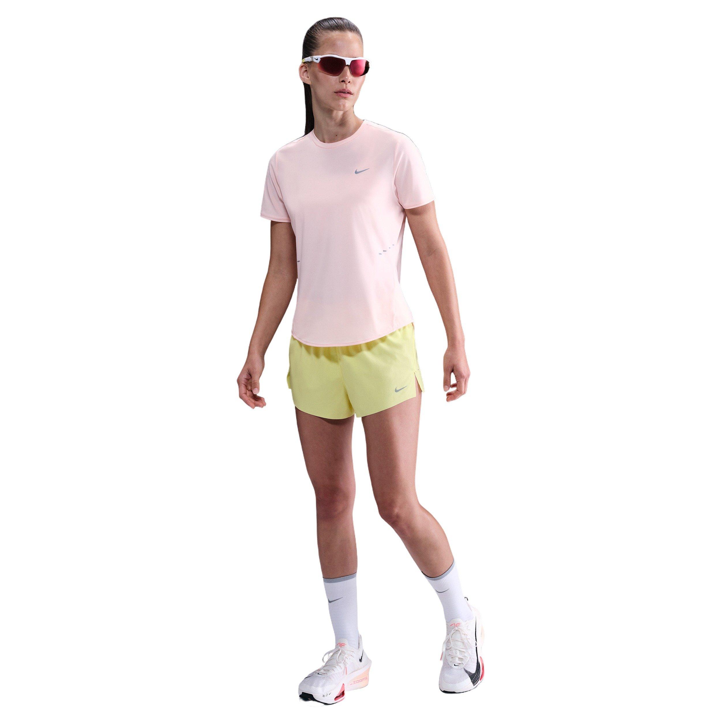 Nike Women's Swift Dri-FIT Mid-Rise 2.5" Brief-Lined Running Shorts - Yellow - YELLOW Thumbnail View 1