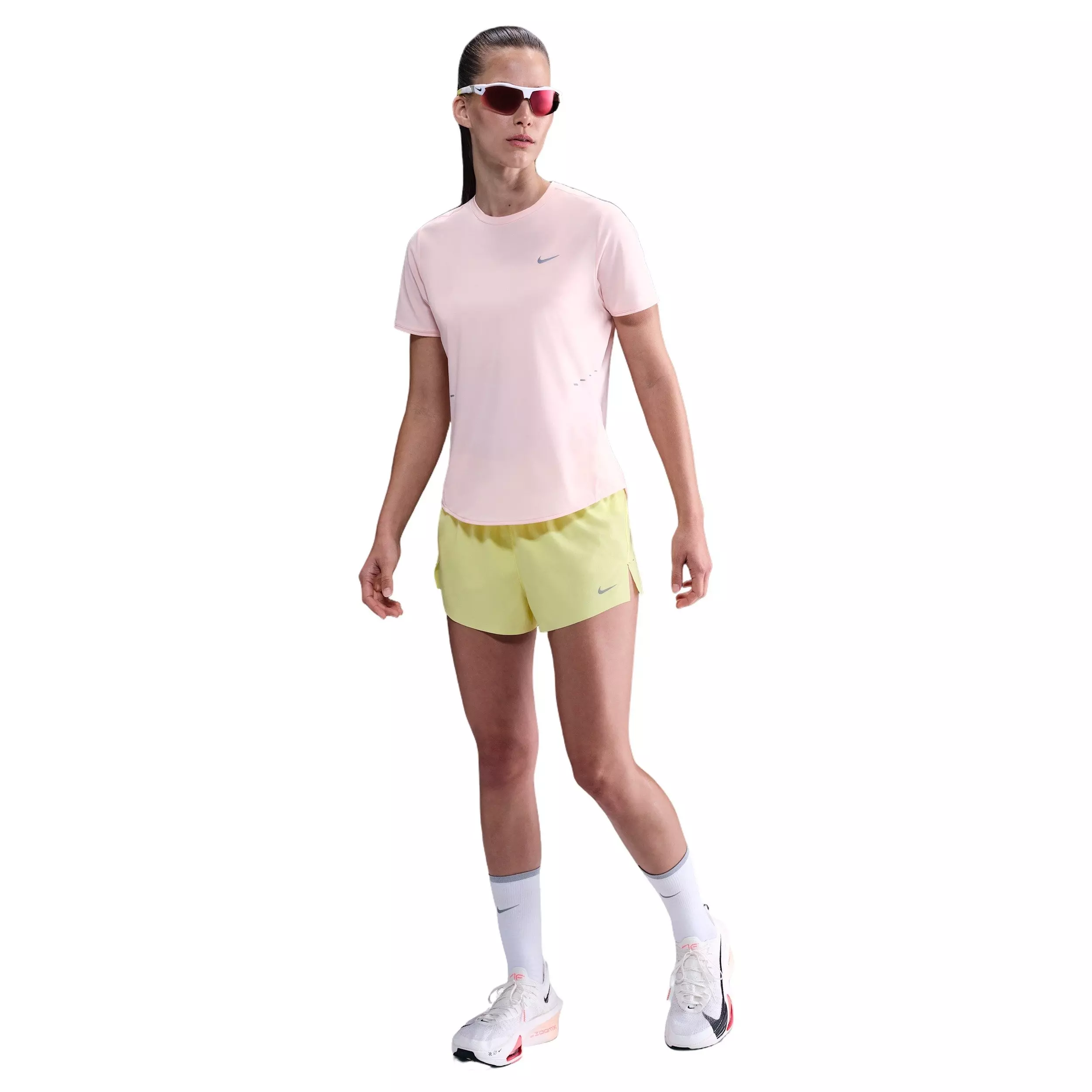 Nike Women's Swift Dri-FIT Mid-Rise 2.5" Brief-Lined Running Shorts - Yellow - YELLOW