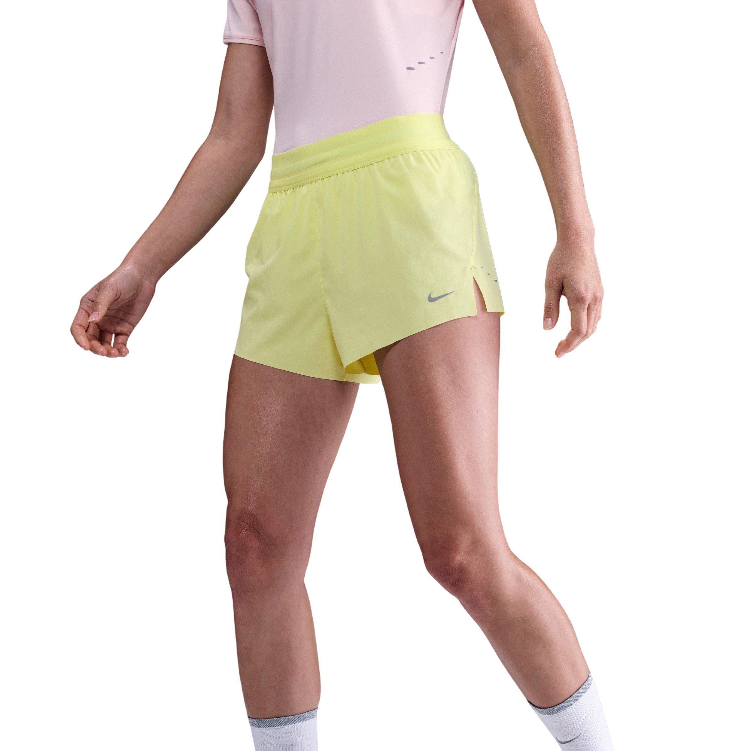 Nike Women's Swift Dri-FIT Mid-Rise 2.5" Brief-Lined Running Shorts -Yellow - YELLOW Thumbnail View 3