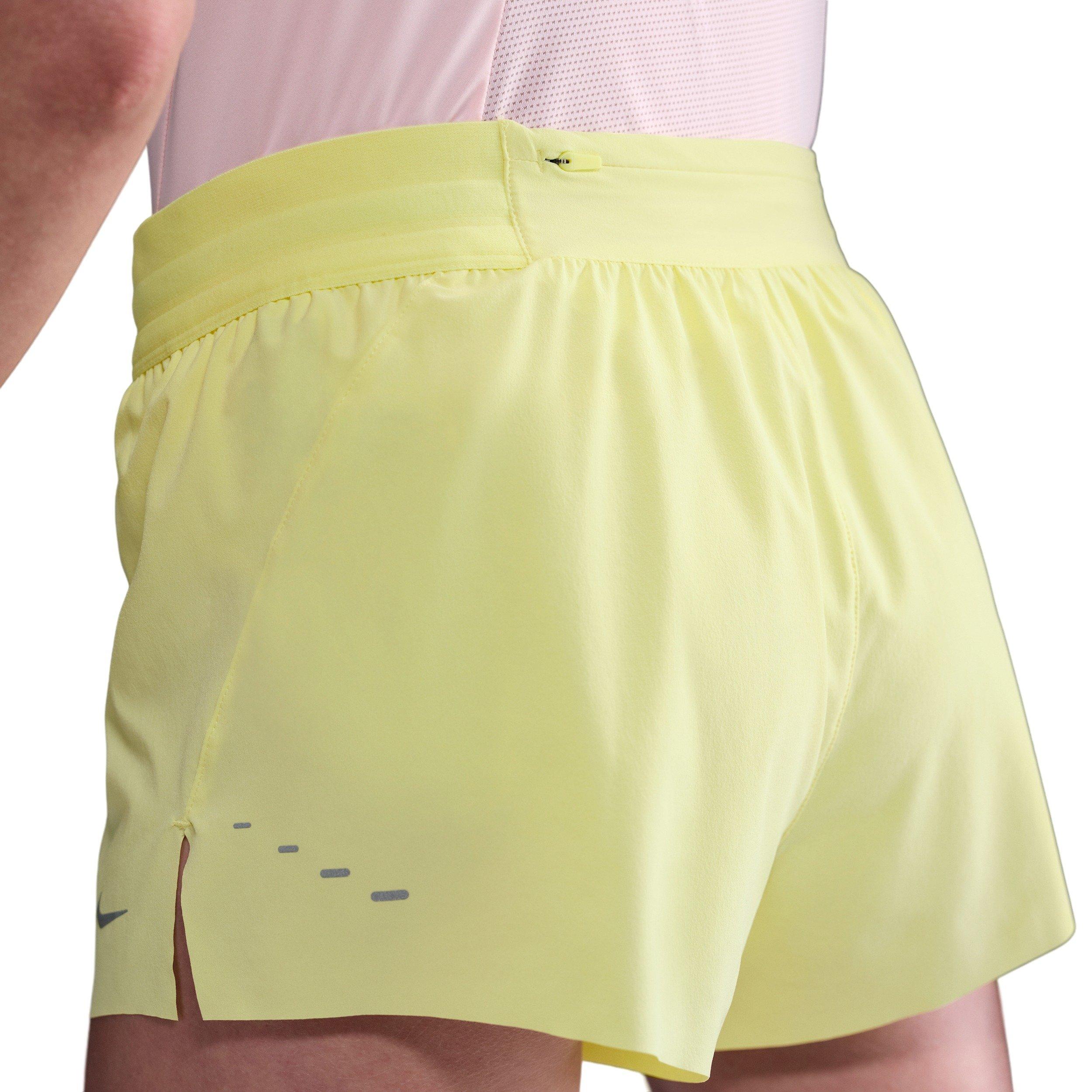 Nike Women's Swift Dri-FIT Mid-Rise 2.5" Brief-Lined Running Shorts -Yellow - YELLOW Thumbnail View 4