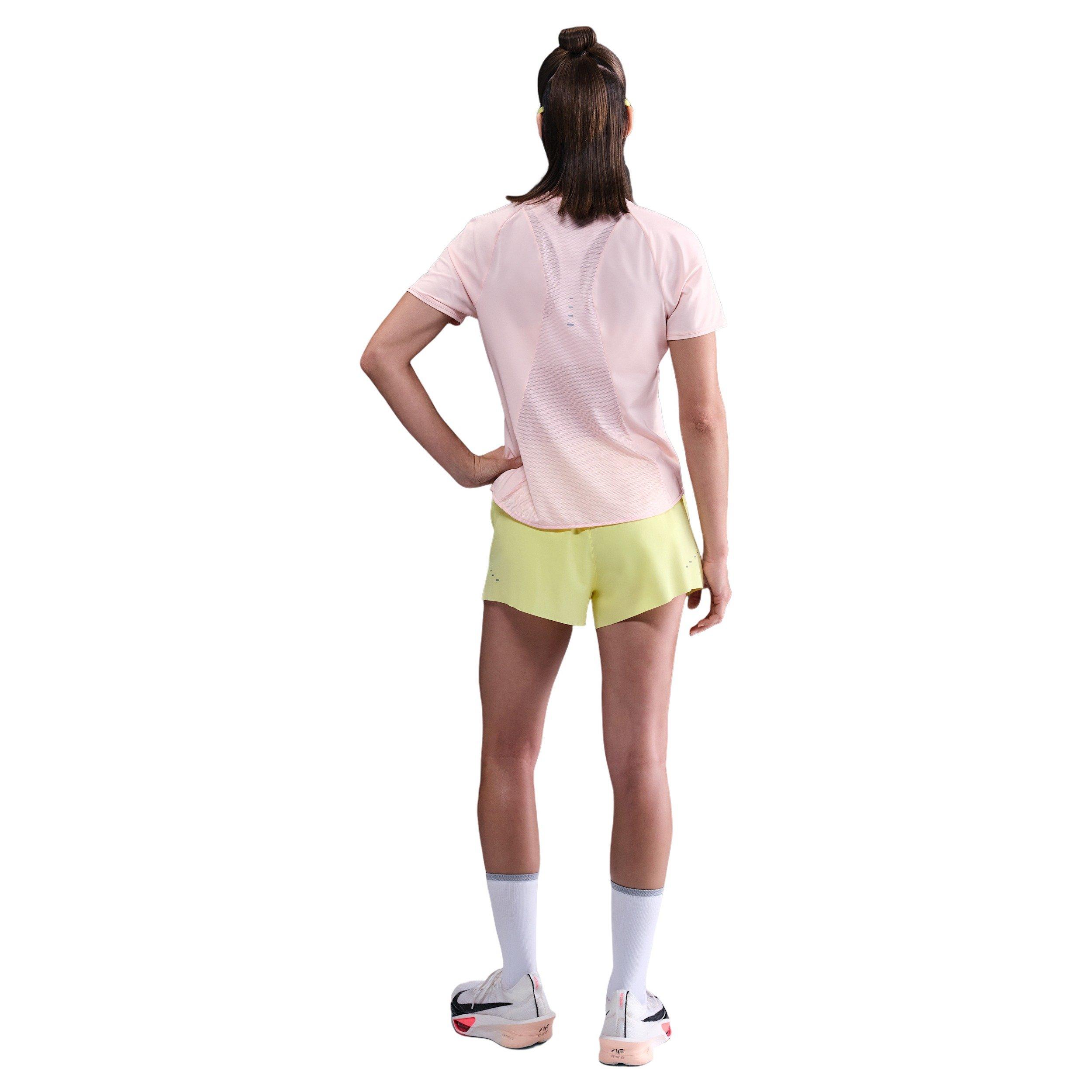 Nike Women's Swift Dri-FIT Mid-Rise 2.5" Brief-Lined Running Shorts -Yellow - YELLOW Thumbnail View 2