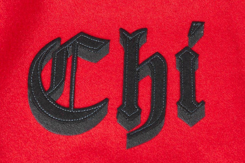 Pro Standard Men's NBA Chicago Bulls Old English Rib Wool Varsity Jacket - Red/Black - RED/BLACK Thumbnail View 6