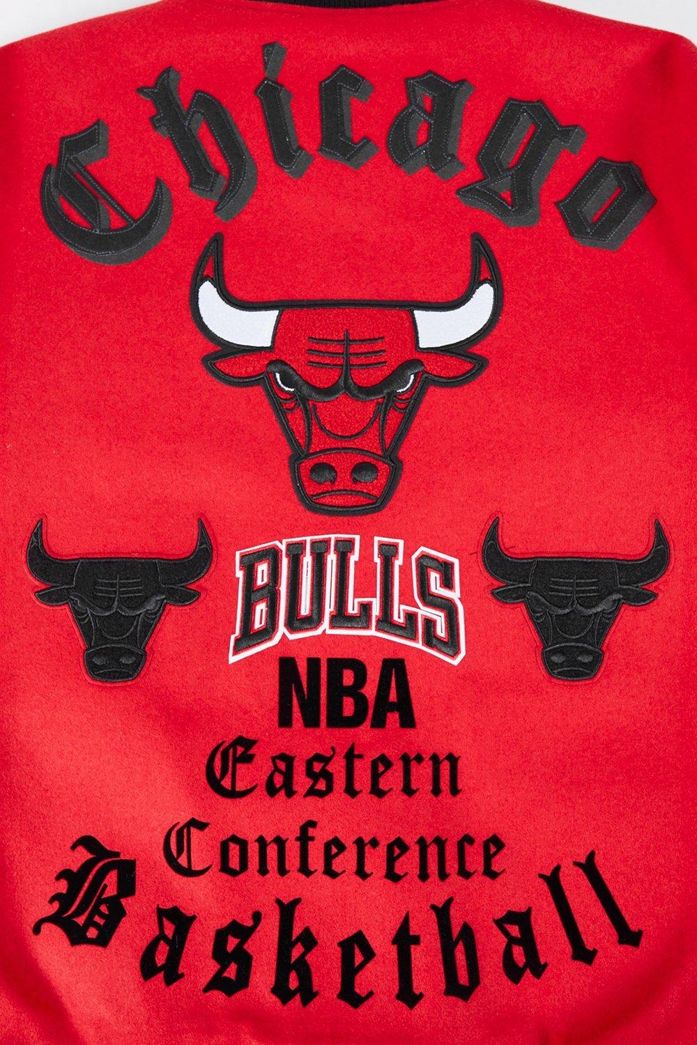Pro Standard Men's NBA Chicago Bulls Old English Rib Wool Varsity Jacket - Red/Black - RED/BLACK Thumbnail View 9