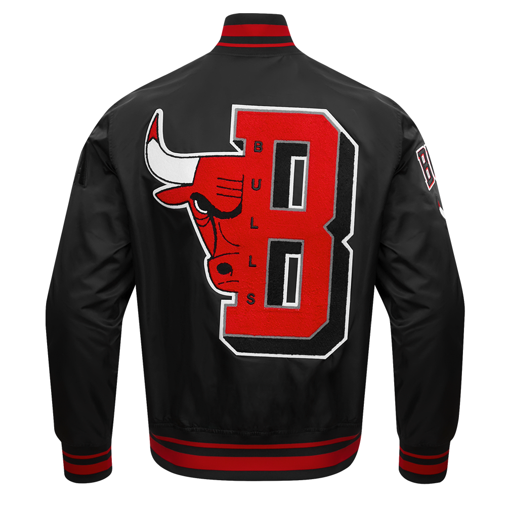 Pro Standard Men's NBA Chicago Bulls Mashup Rib Satin Jacket - Black/Red - BLACK/RED Thumbnail View 2