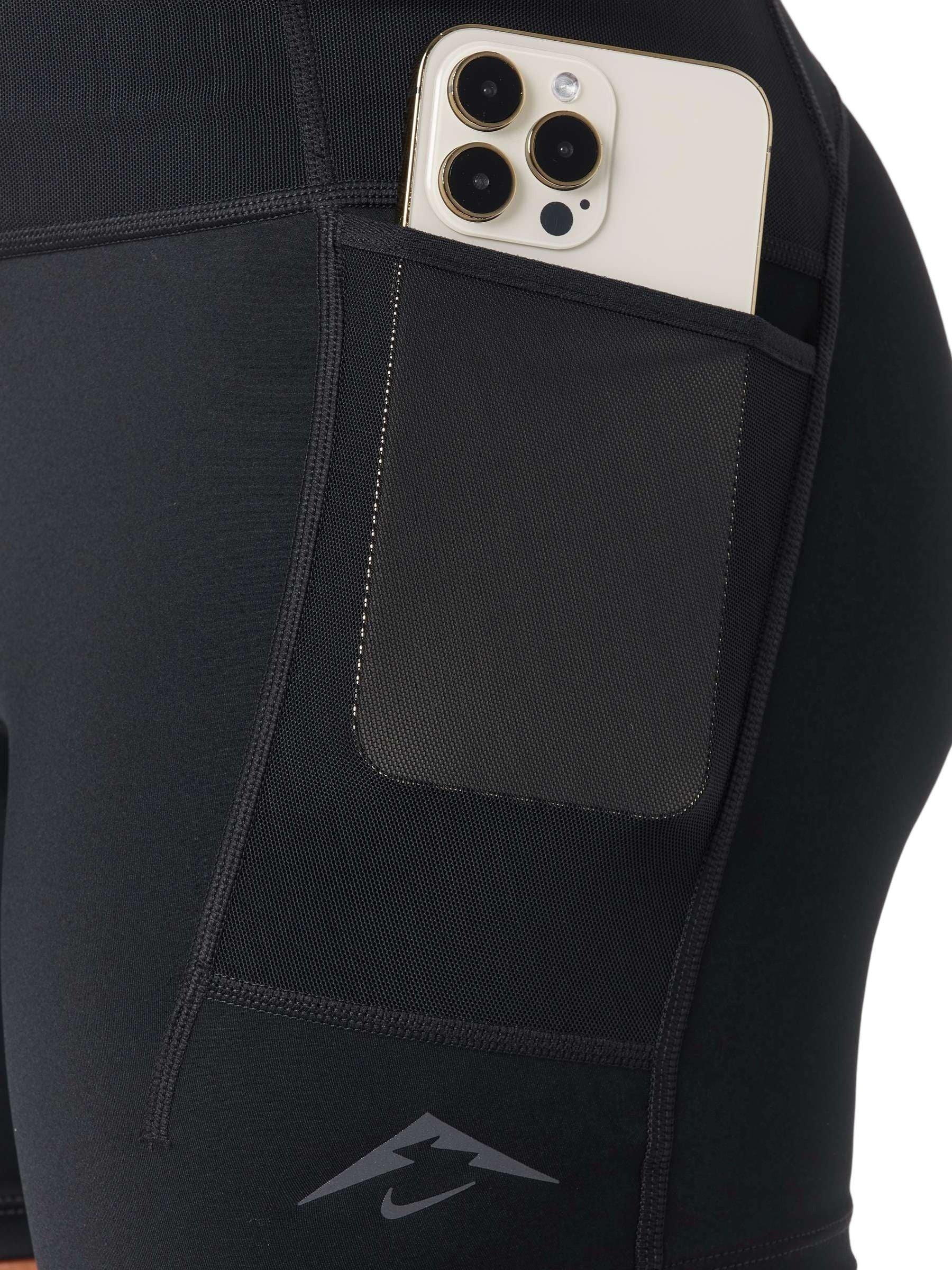 Nike Women's Trail Dri-FIT High-Rise 4" Tight Shorts - Black - BLACK Thumbnail View 3