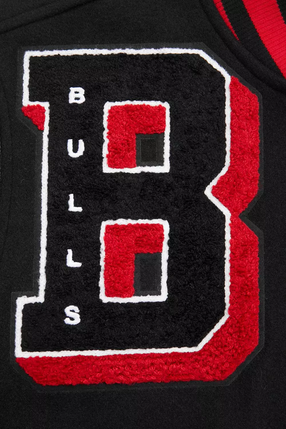 Pro Standard Men's NBA Chicago Bulls Mashup Rib Wool Varsity Jacket -Black/Red - BLACK/RED