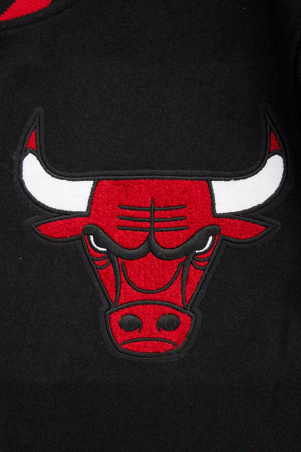 Pro Standard Men's NBA Chicago Bulls Mashup Rib Wool Varsity Jacket -Black/Red - BLACK/RED