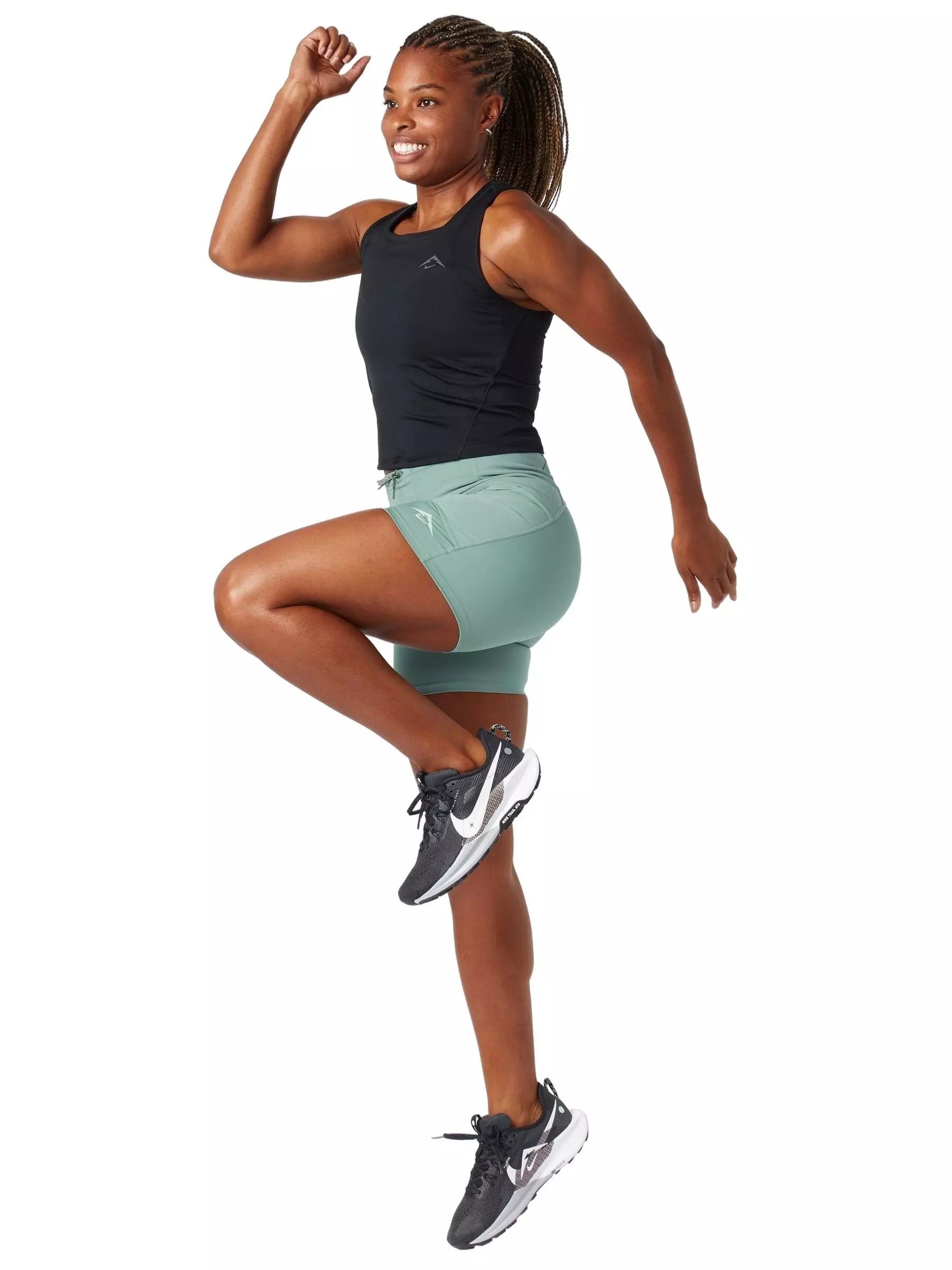 Nike Women's Trail Dri-FIT High-Rise 4" Tight Shorts -Green - GREEN