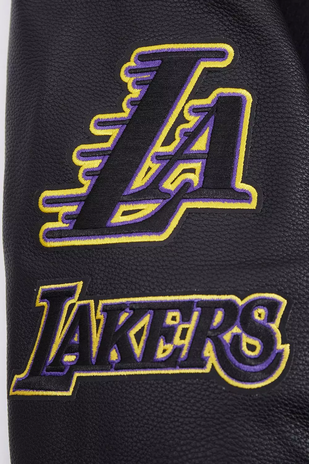 Pro Standard Men's NBA Los Angeles Lakers Old English Rib Wool Varsity Jacket -Black/Purple - BLACK/PURPLE