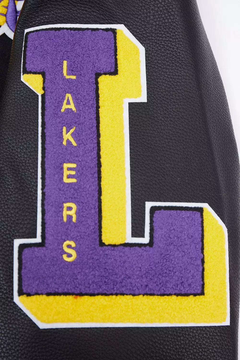 Pro Standard Men's NBA Los Angeles Lakers Old English Rib Wool Varsity Jacket -Black/Purple - BLACK/PURPLE