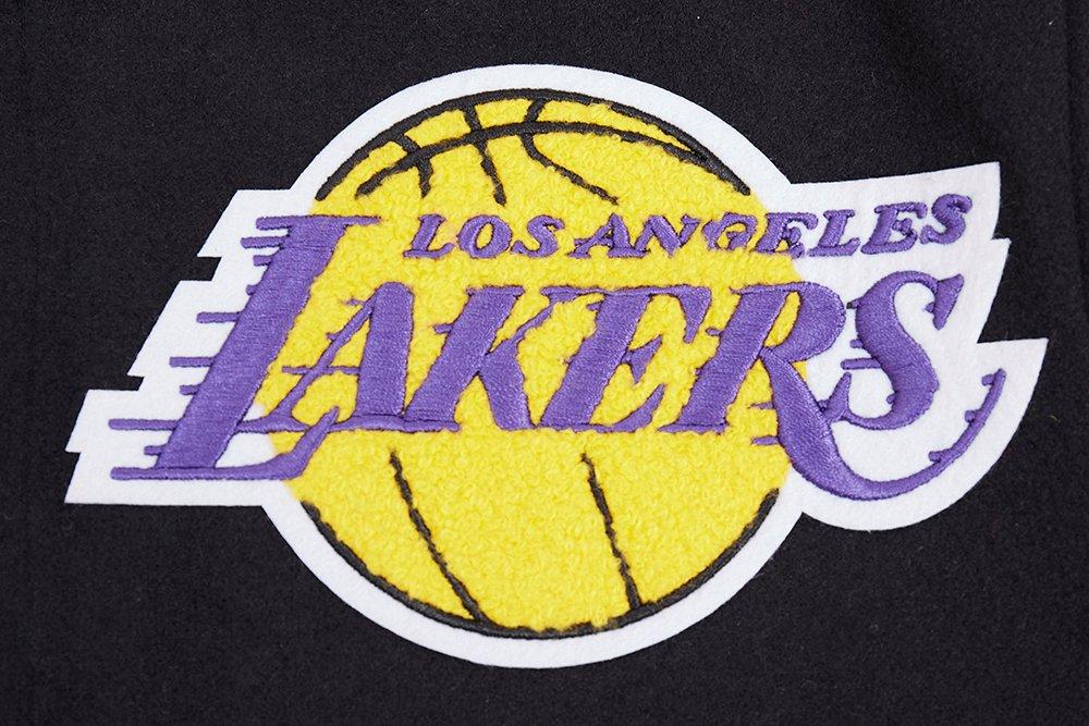 Pro Standard Men's NBA Los Angeles Lakers Old English Rib Wool Varsity Jacket - Black/Purple - BLACK/PURPLE Thumbnail View 8