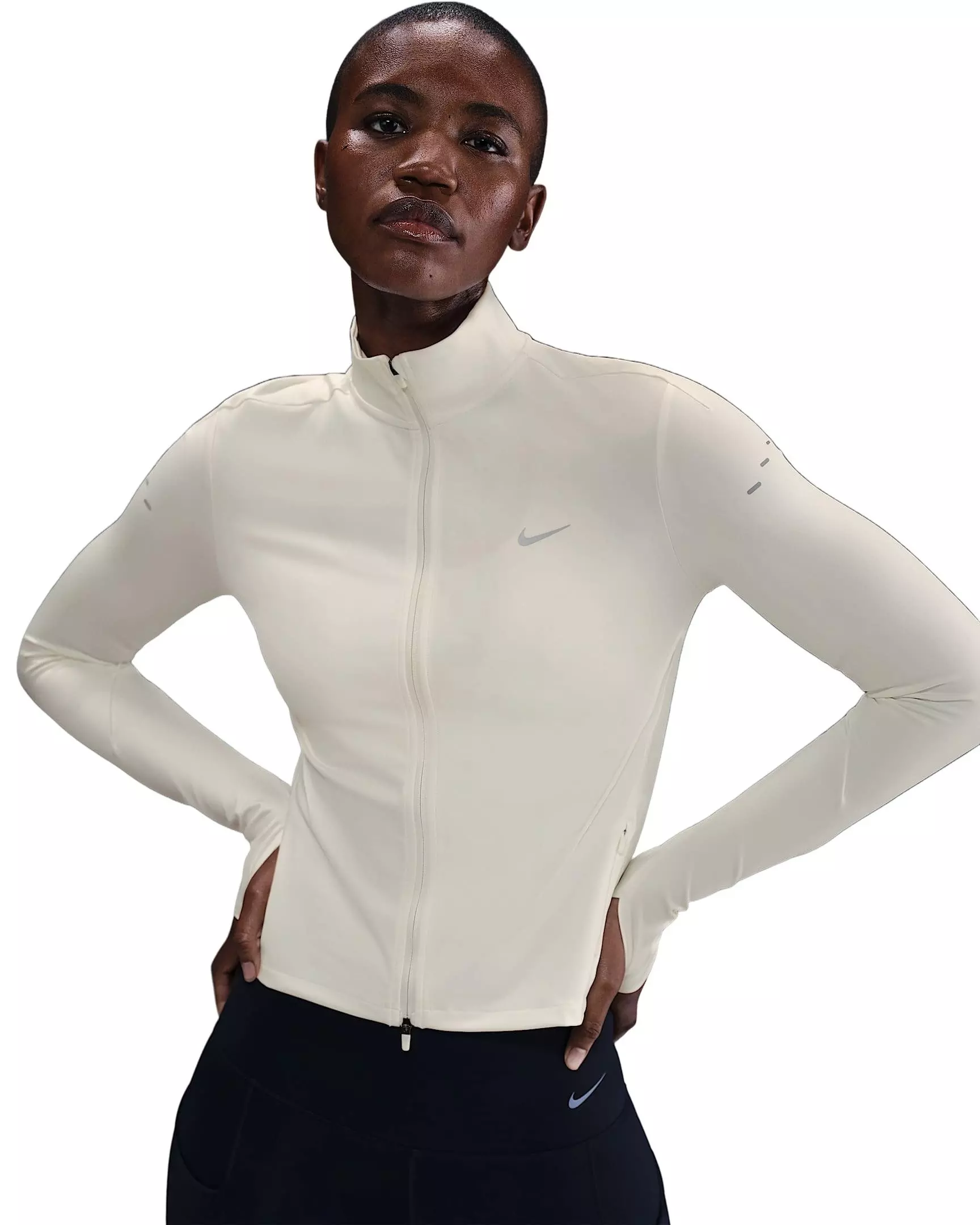 Nike Women's Swift Dri-FIT Full-Zip Mid-Layer Running Jacket -White - WHITE