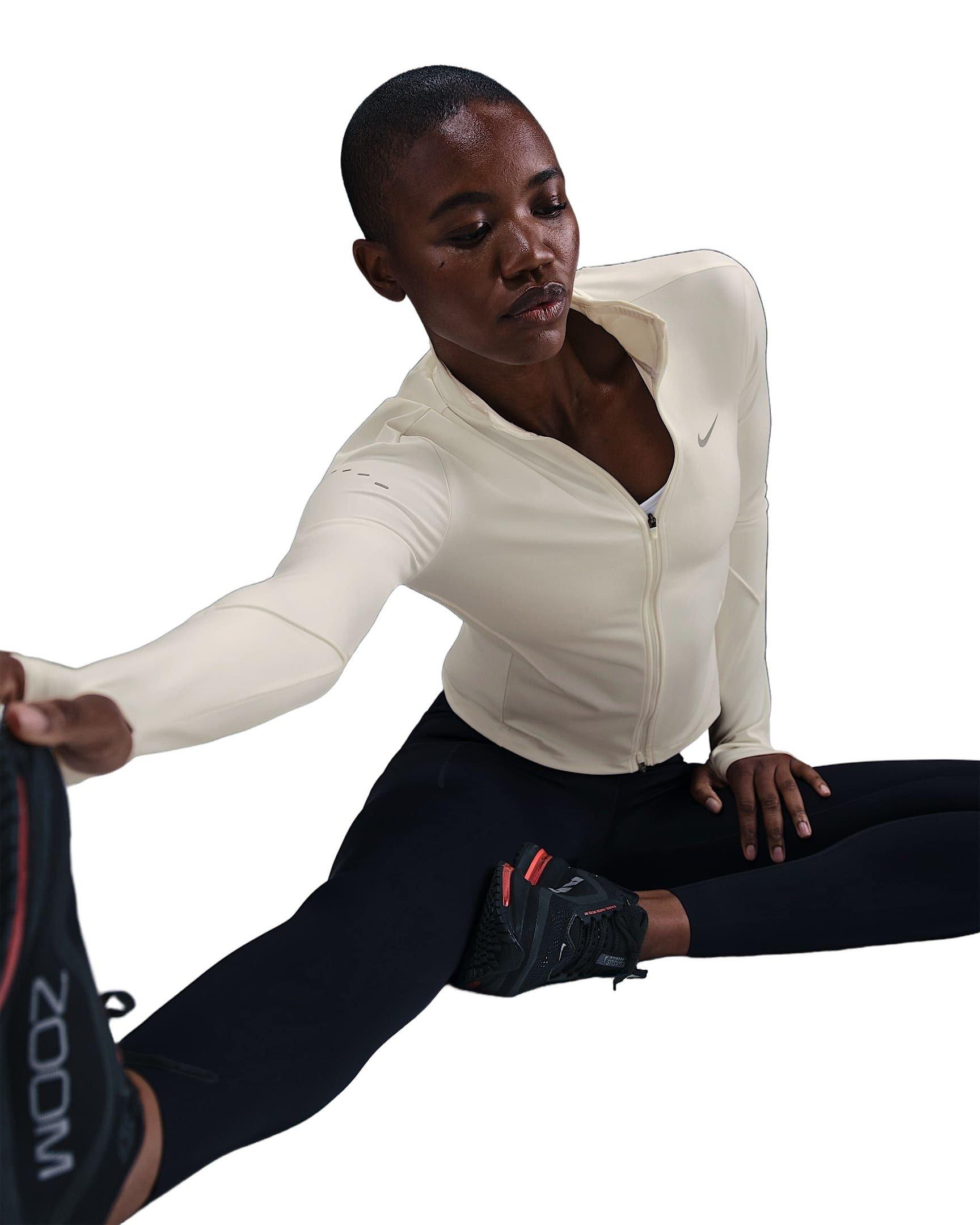 Nike Women's Swift Dri-FIT Full-Zip Mid-Layer Running Jacket -White - WHITE Thumbnail View 3