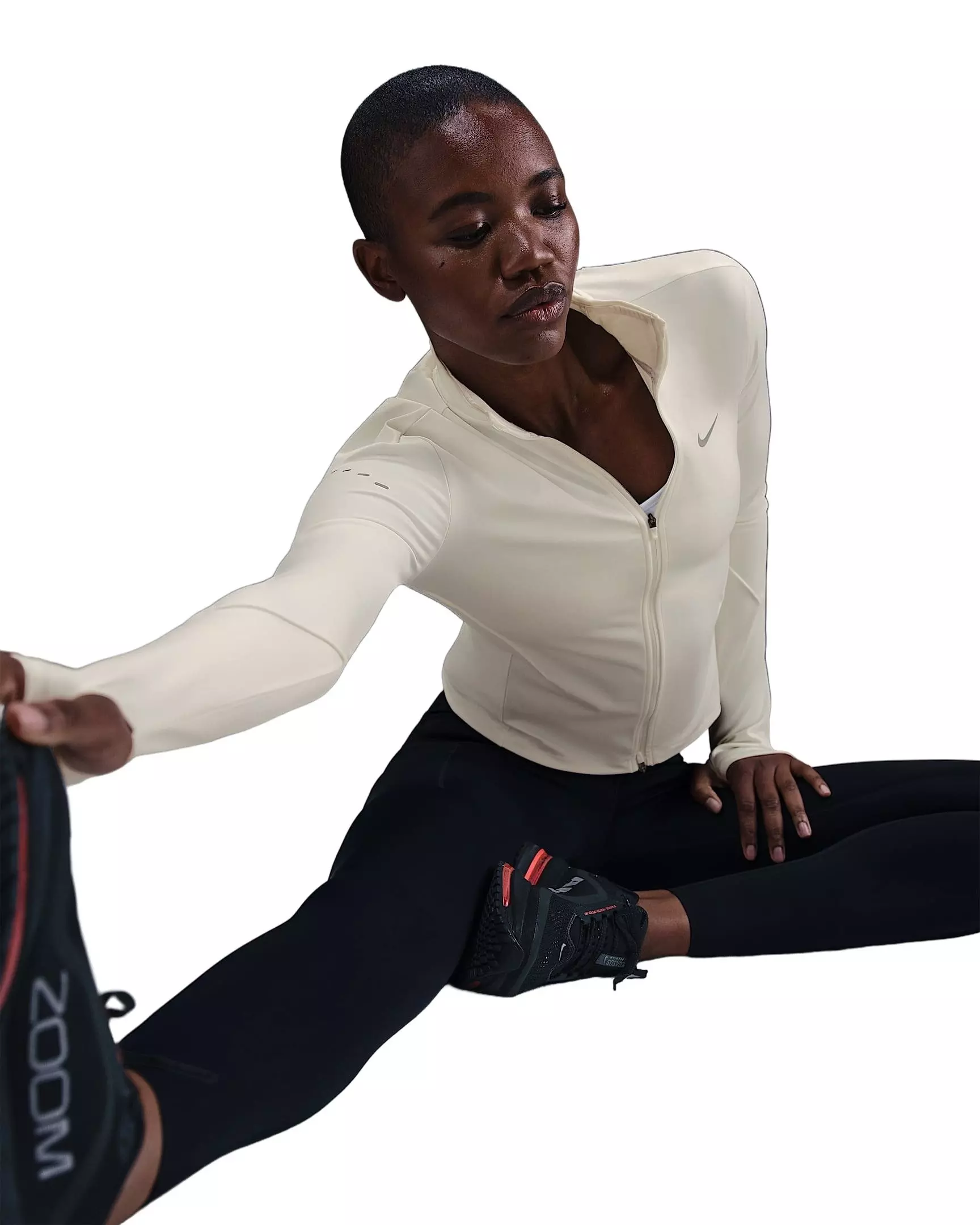 Nike Women's Swift Dri-FIT Full-Zip Mid-Layer Running Jacket -White - WHITE