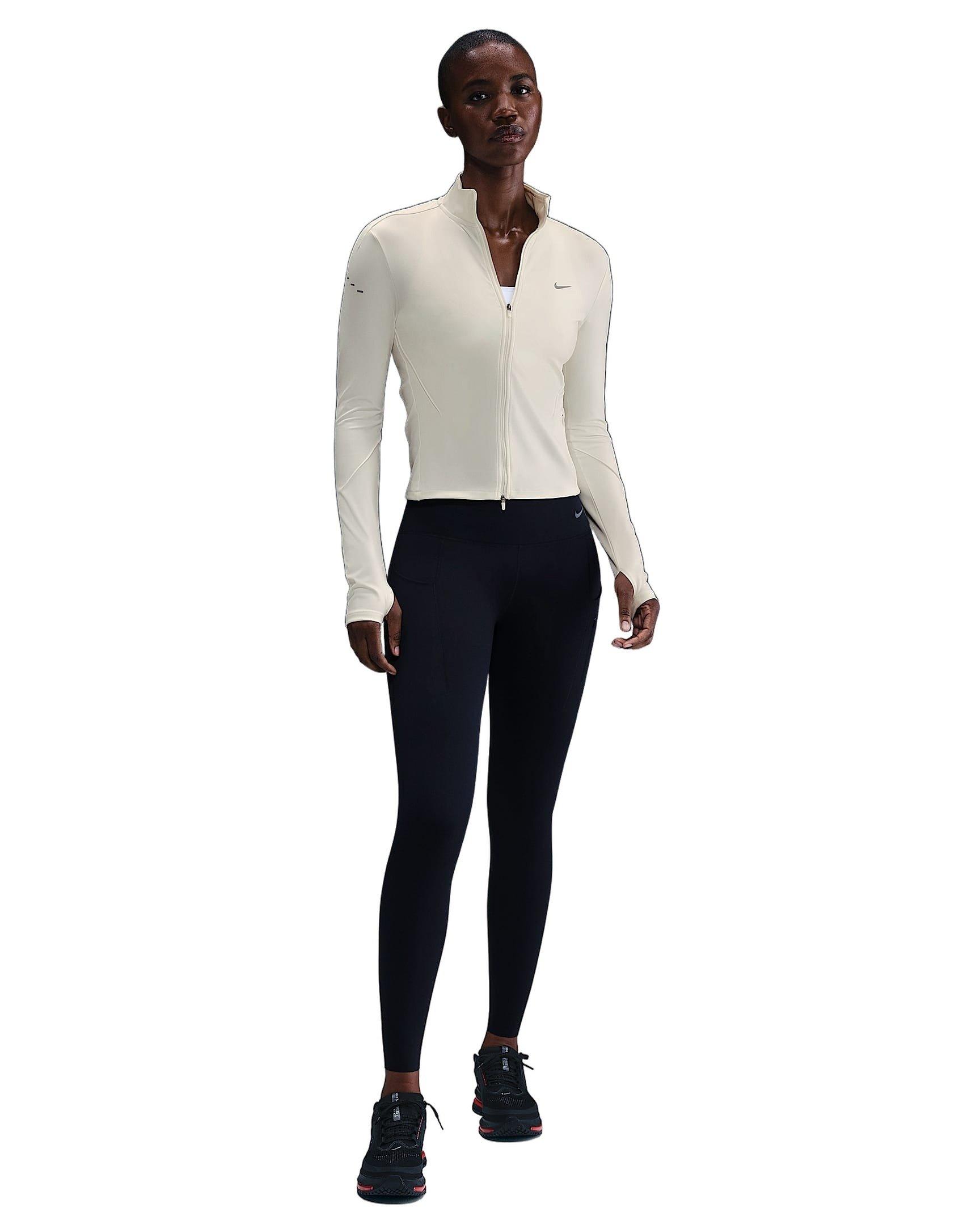 Nike Women's Swift Dri-FIT Full-Zip Mid-Layer Running Jacket - White - WHITE Thumbnail View 4