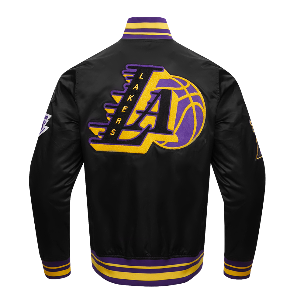 Pro Standard Men's NBA Los Angeles Lakers Mashup Rib Satin Jacket - Black/Purple - BLACK/PURPLE Thumbnail View 2