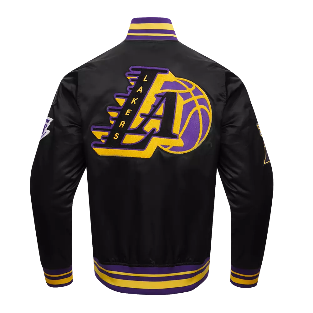 Pro Standard Men's NBA Los Angeles Lakers Mashup Rib Satin Jacket -Black/Purple - BLACK/PURPLE