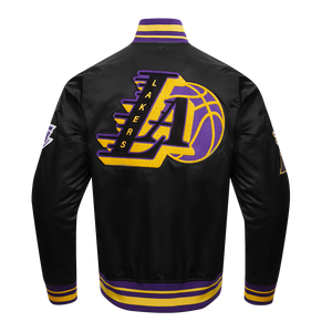 Pro Standard Men's NBA Los Angeles Lakers Mashup Rib Satin Jacket -Black/Purple