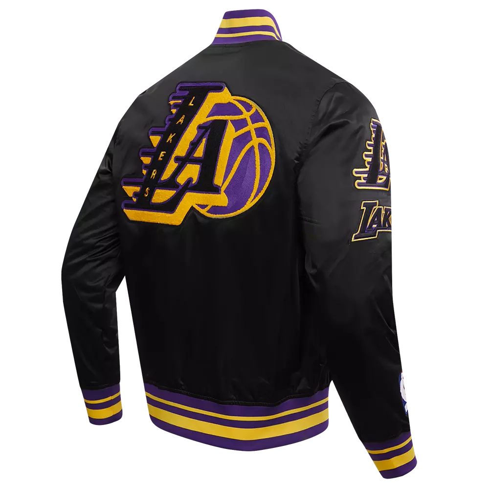 Pro Standard Men's NBA Los Angeles Lakers Mashup Rib Satin Jacket - Black/Purple - BLACK/PURPLE