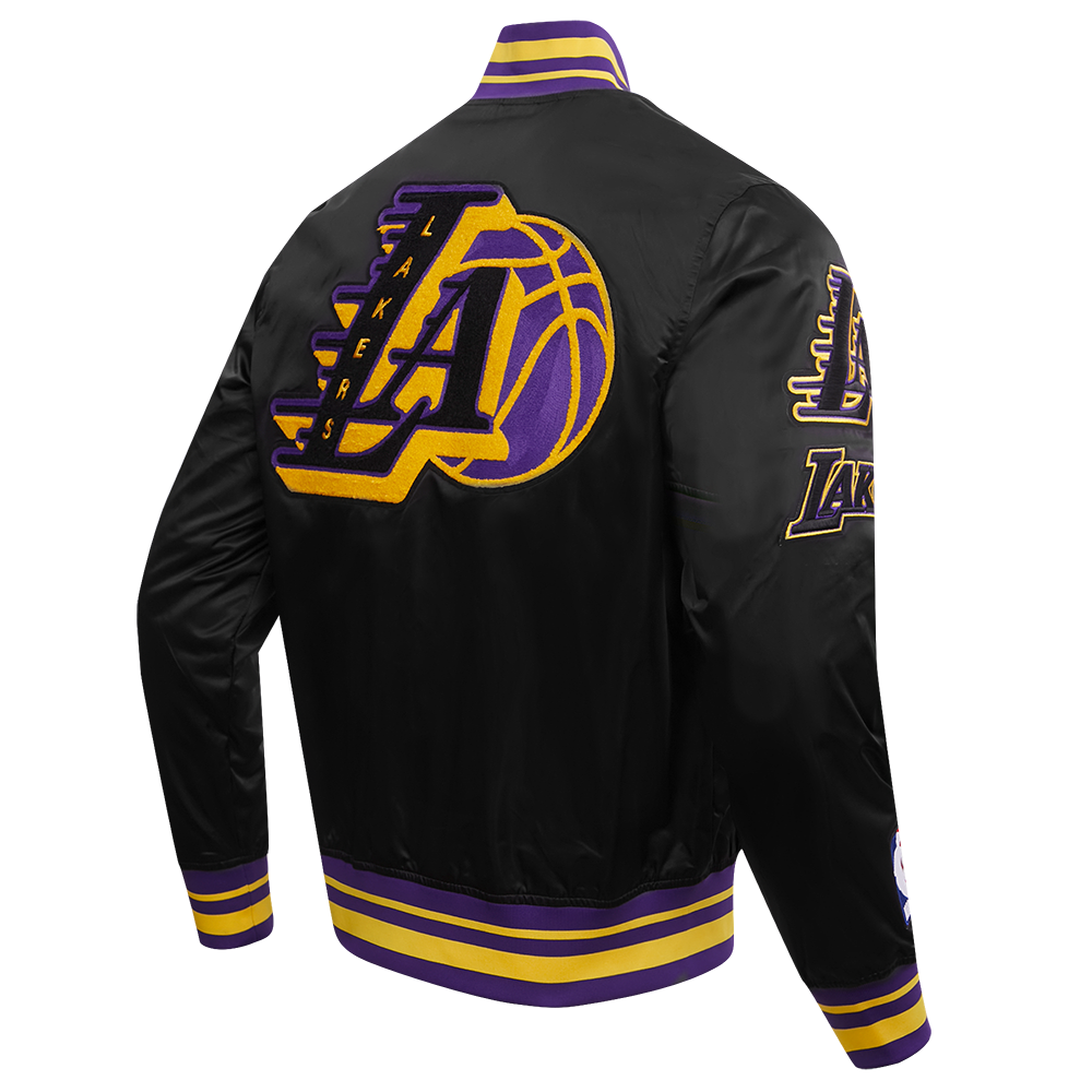 Pro Standard Men's NBA Los Angeles Lakers Mashup Rib Satin Jacket -Black/Purple - BLACK/PURPLE Thumbnail View 4