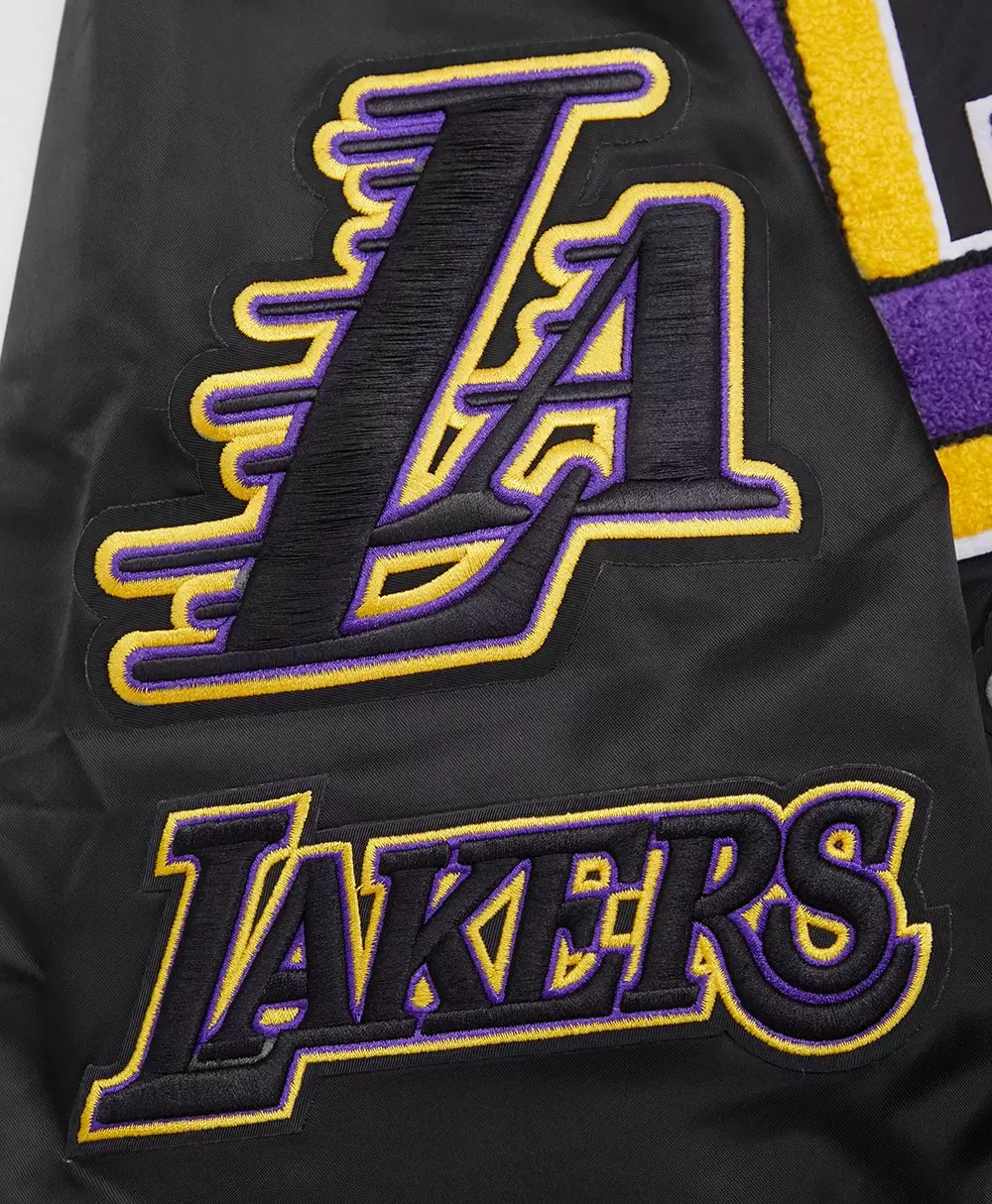 Pro Standard Men's NBA Los Angeles Lakers Mashup Rib Satin Jacket -Black/Purple - BLACK/PURPLE