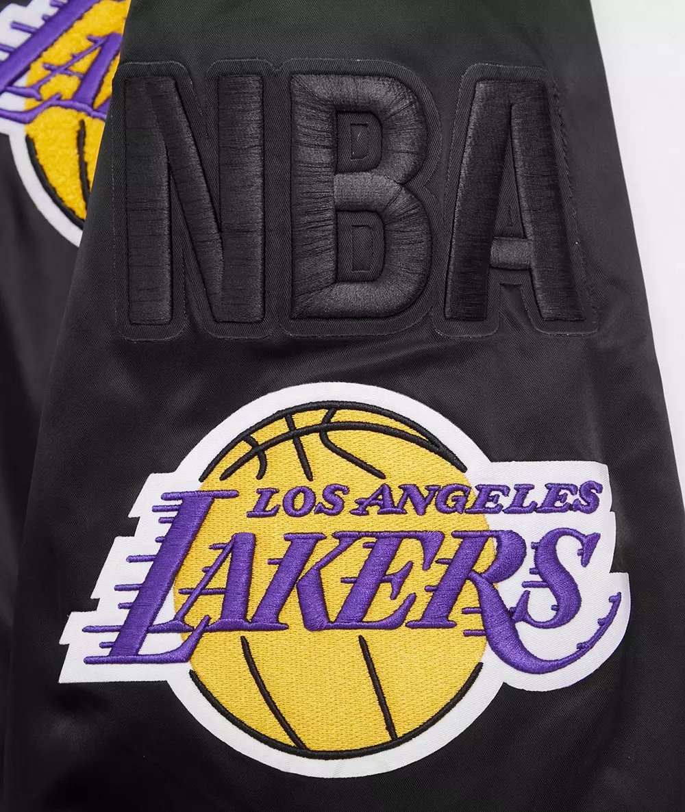 Pro Standard Men's NBA Los Angeles Lakers Mashup Rib Satin Jacket - Black/Purple - BLACK/PURPLE