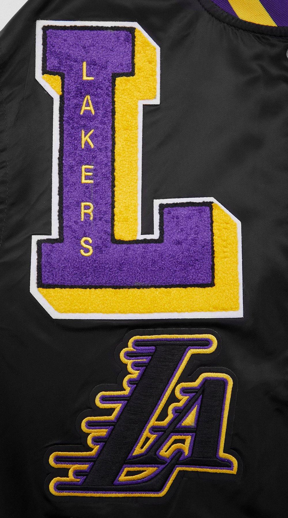 Pro Standard Men's NBA Los Angeles Lakers Mashup Rib Satin Jacket - Black/Purple - BLACK/PURPLE Thumbnail View 7