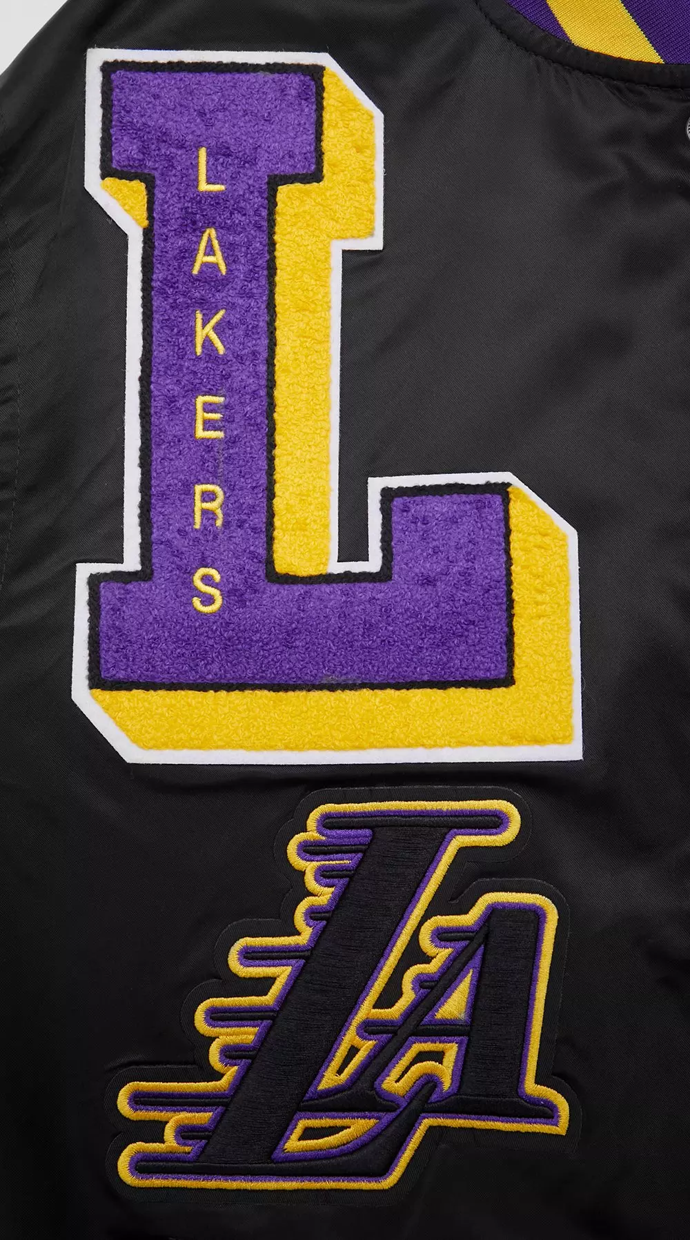 Pro Standard Men's NBA Los Angeles Lakers Mashup Rib Satin Jacket -Black/Purple - BLACK/PURPLE