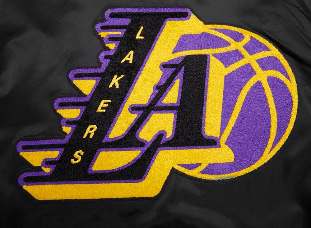 Pro Standard Men's NBA Los Angeles Lakers Mashup Rib Satin Jacket -Black/Purple - BLACK/PURPLE Thumbnail View 8