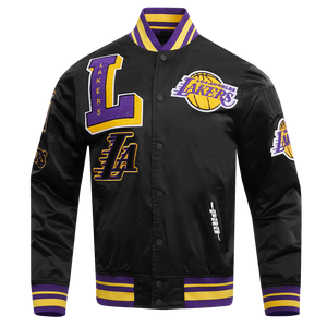 Pro Standard Men's NBA Los Angeles Lakers Mashup Rib Satin Jacket -Black/Purple