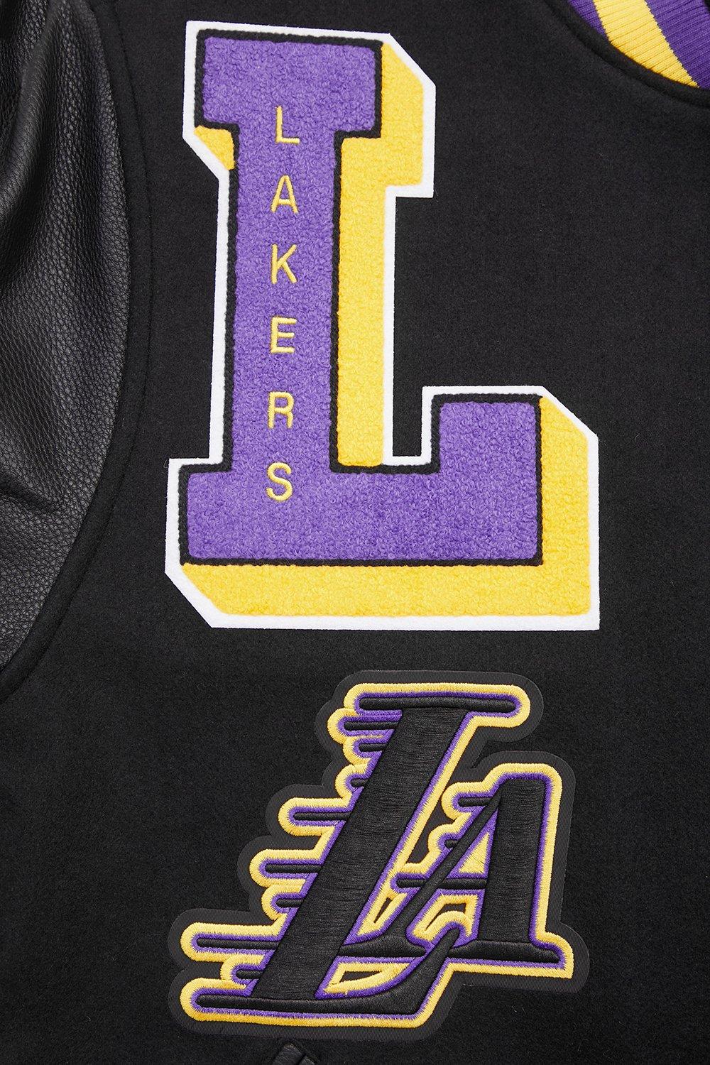 Pro Standard Men's NBA Los Angeles Lakers Mashup Rib Wool Varsity Jacket - Black/Purple - BLACK/PURPLE Thumbnail View 5
