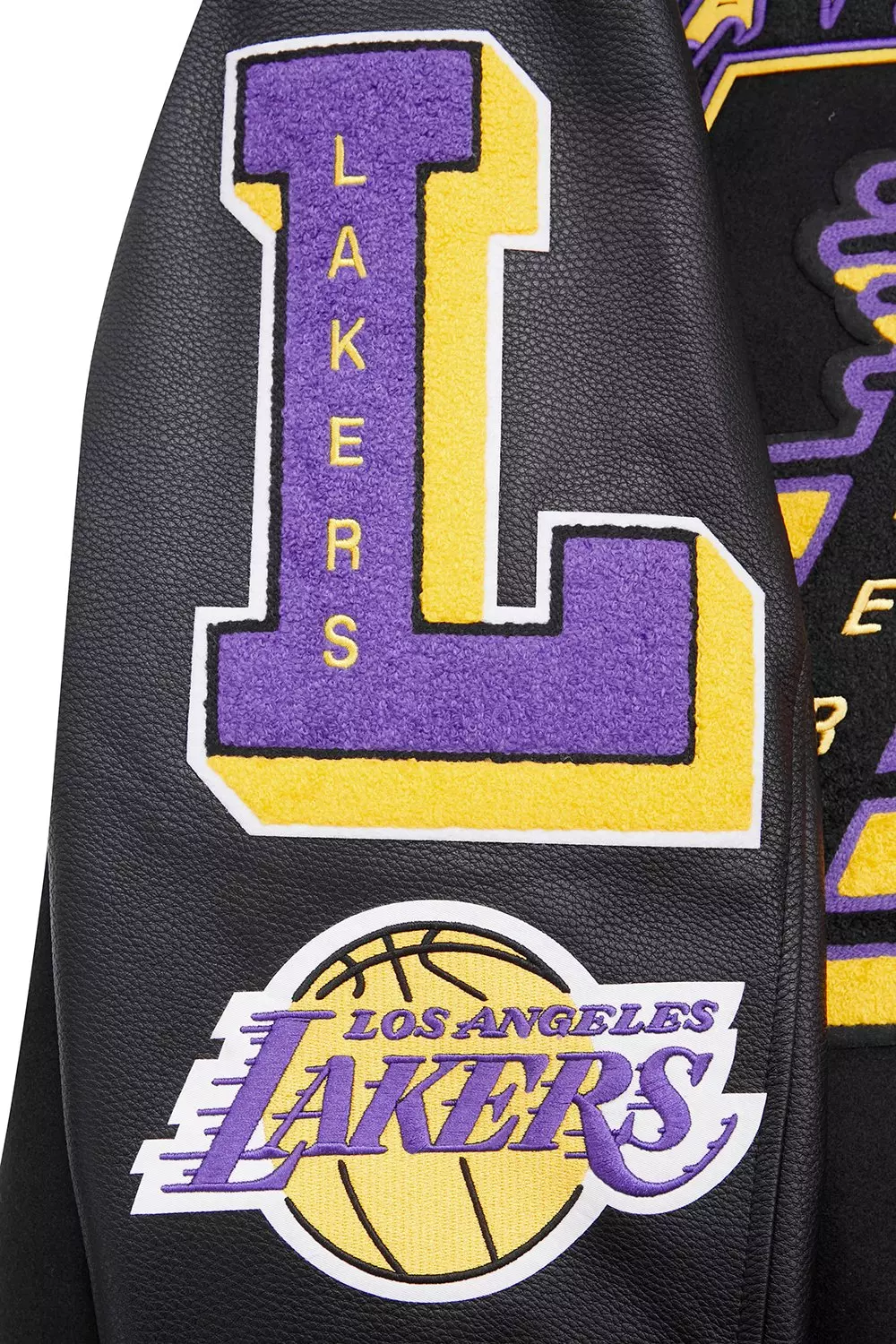Pro Standard Men's NBA Los Angeles Lakers Mashup Rib Wool Varsity Jacket - Black/Purple - BLACK/PURPLE