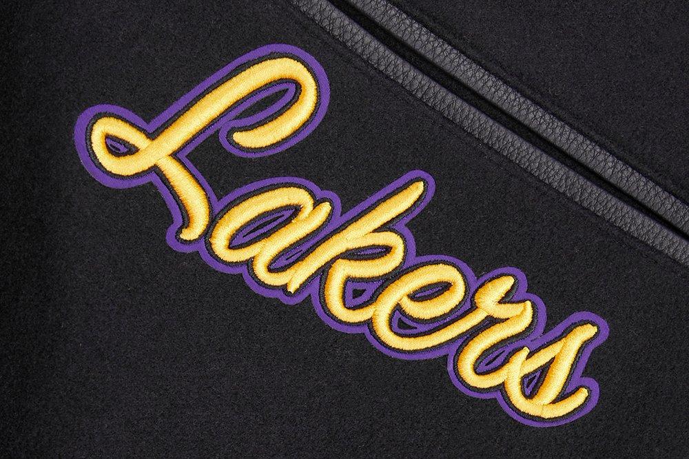 Pro Standard Men's NBA Los Angeles Lakers Mashup Rib Wool Varsity Jacket - Black/Purple - BLACK/PURPLE Thumbnail View 8