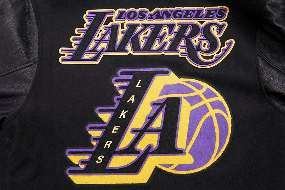 Pro Standard Men's NBA Los Angeles Lakers Mashup Rib Wool Varsity Jacket -Black/Purple - BLACK/PURPLE Thumbnail View 9