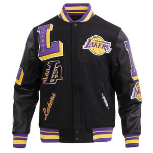 Pro Standard Men's NBA Los Angeles Lakers Mashup Rib Wool Varsity Jacket -Black/Purple
