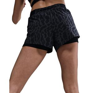 Nike Women's Swift Dri-FIT Mid-Rise 2-in-1 Printed Running Shorts -Black