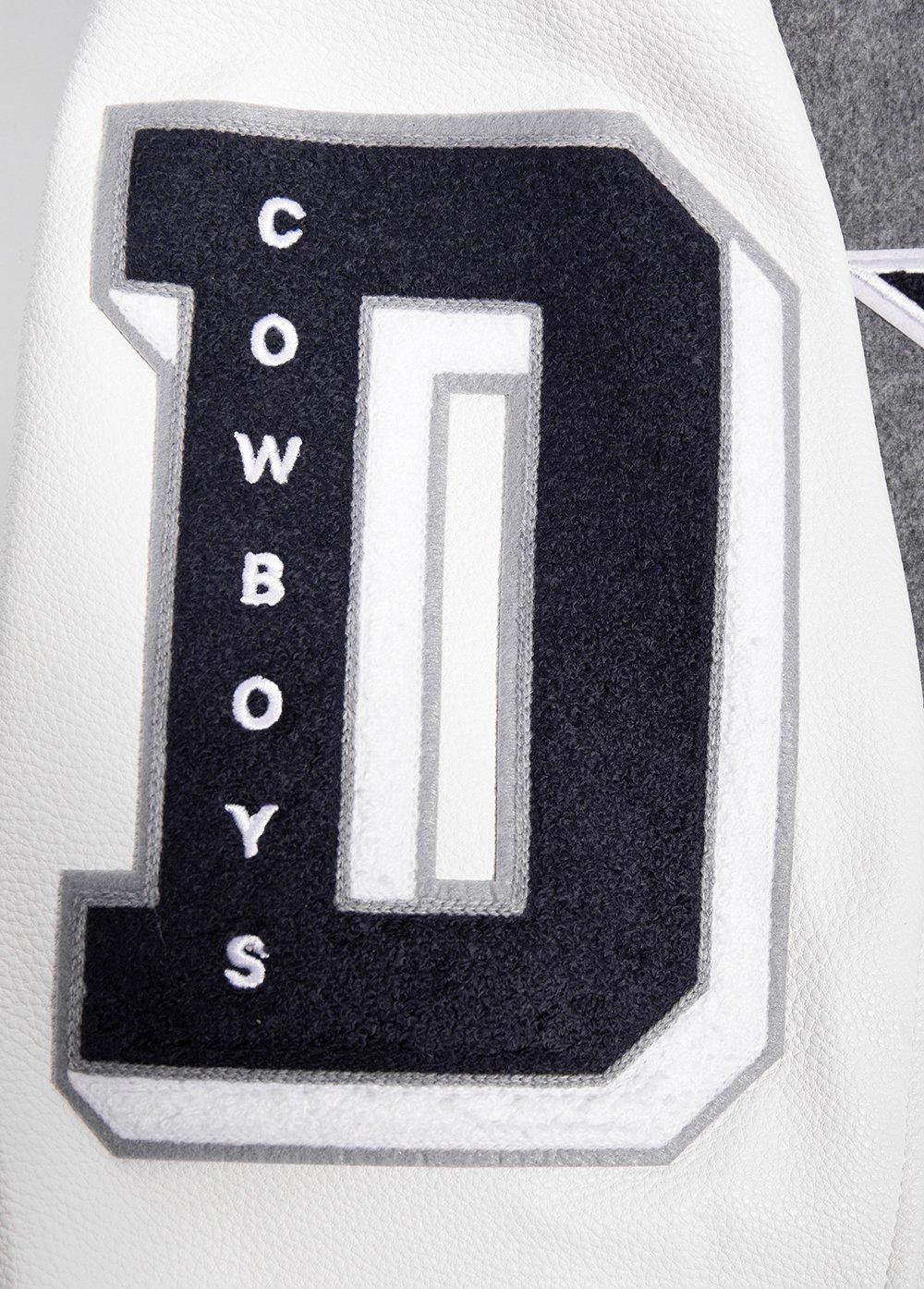 Pro Standard Men's NFL Dallas Cowboys Old English Rib Wool Varsity Jacket - Grey/White - GREY/WHITE Thumbnail View 6