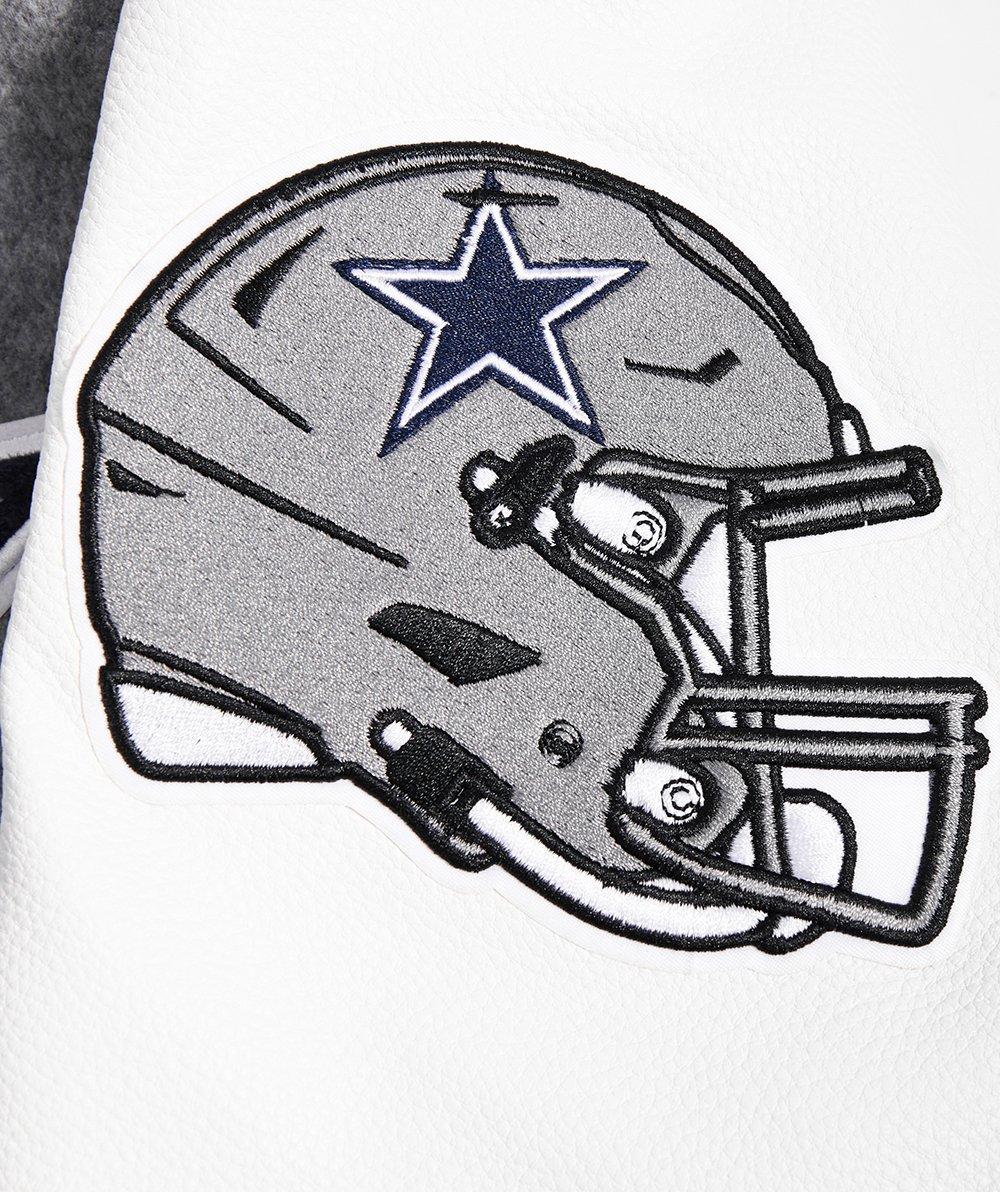 Pro Standard Men's NFL Dallas Cowboys Old English Rib Wool Varsity Jacket - Grey/White - GREY/WHITE Thumbnail View 7