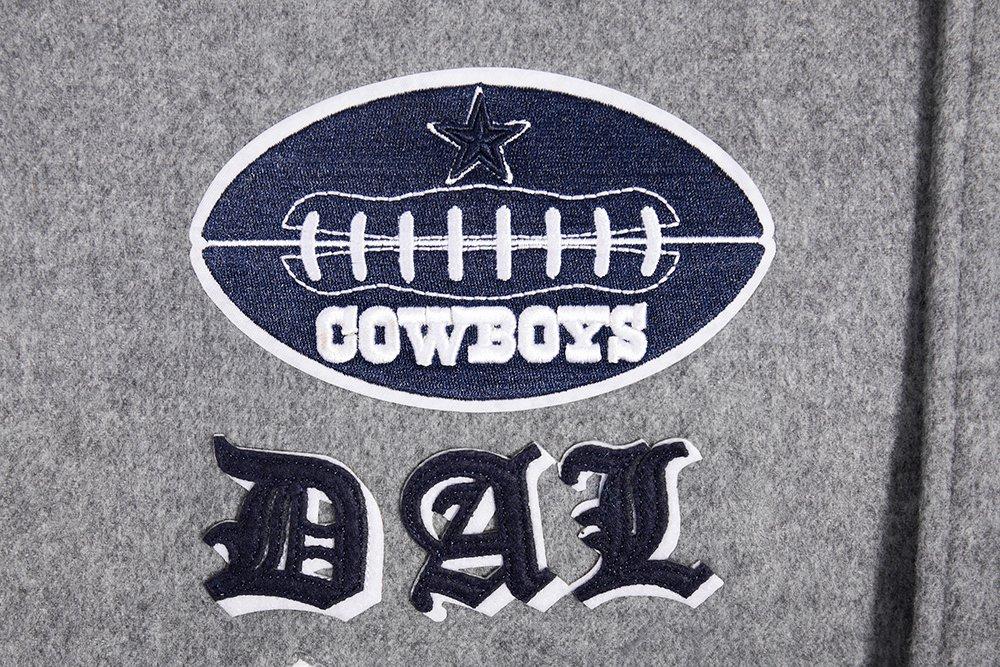 Pro Standard Men's NFL Dallas Cowboys Old English Rib Wool Varsity Jacket - Grey/White - GREY/WHITE Thumbnail View 8