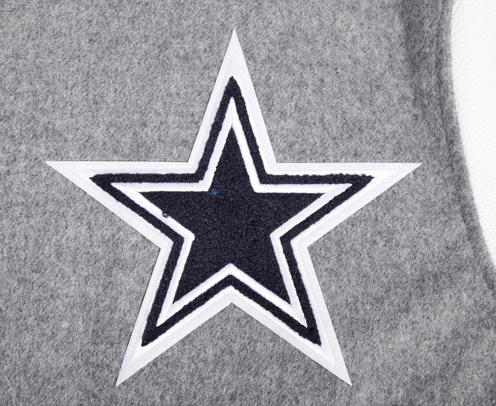 Pro Standard Men's NFL Dallas Cowboys Old English Rib Wool Varsity Jacket - Grey/White - GREY/WHITE Thumbnail View 9