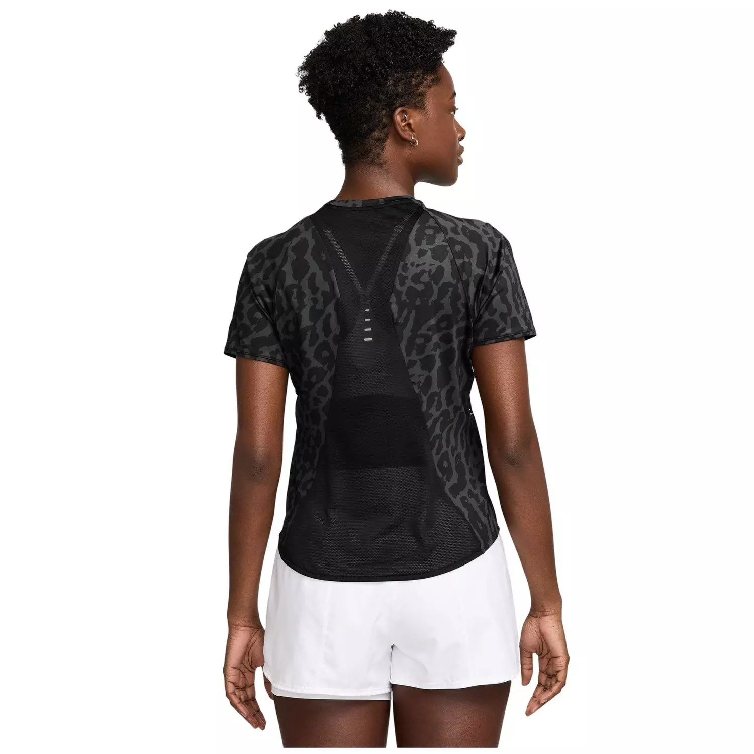 Nike Women's Swift Novelty Dri-FIT Short-Sleeve Top -Black - BLACK