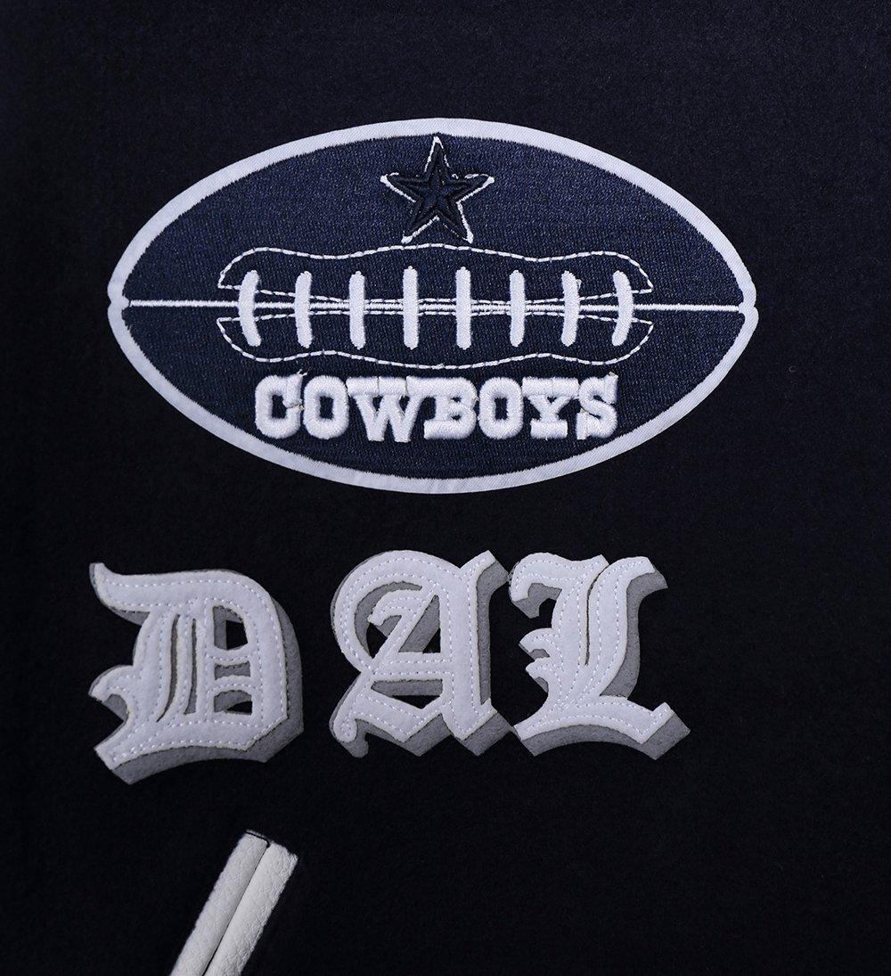 Pro Standard Men's NFL Dallas Cowboys Old English Rib Wool Varsity Jacket - Navy/White - NAVY/WHITE Thumbnail View 6