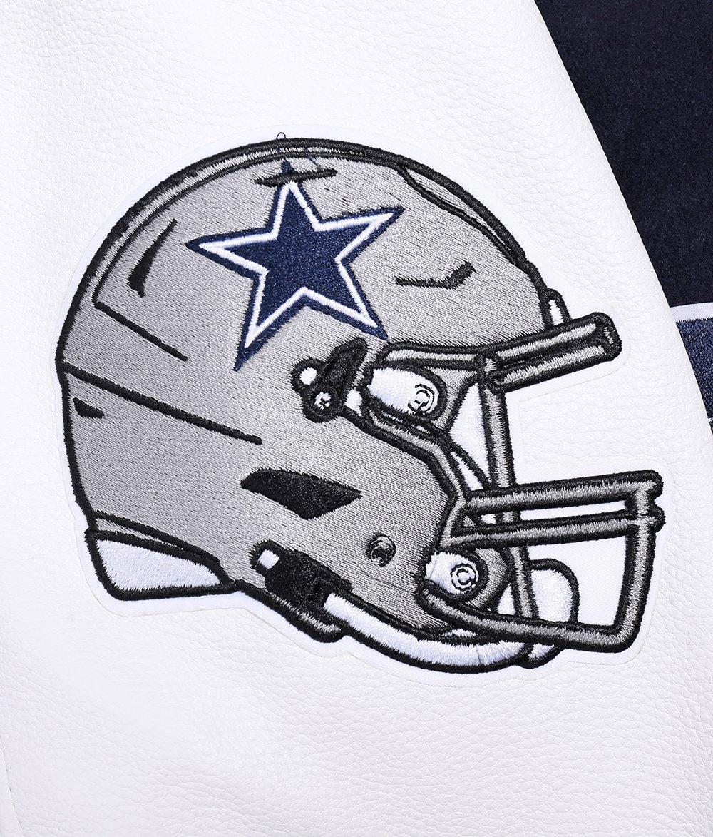 Pro Standard Men's NFL Dallas Cowboys Old English Rib Wool Varsity Jacket - Navy/White - NAVY/WHITE Thumbnail View 8