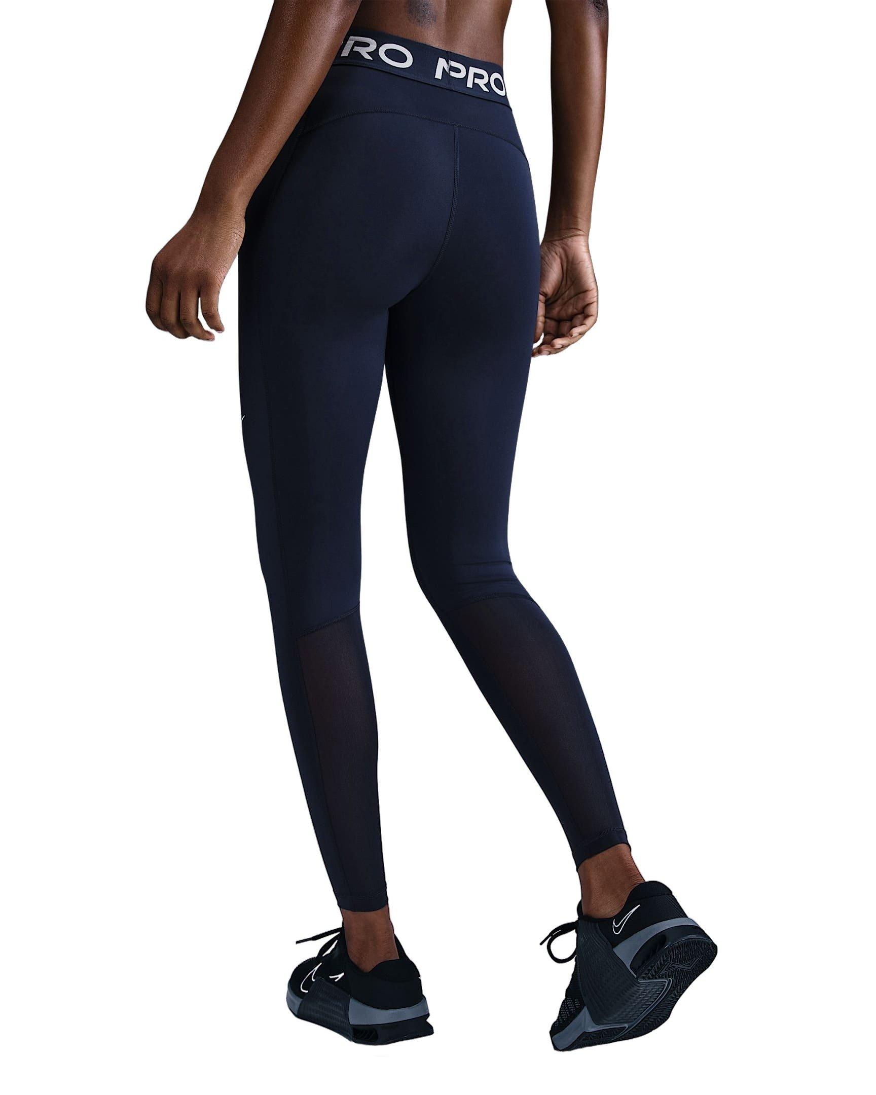 Nike Women's Pro Mid-Rise Mesh-Paneled Leggings - Navy - NAVY Thumbnail View 2