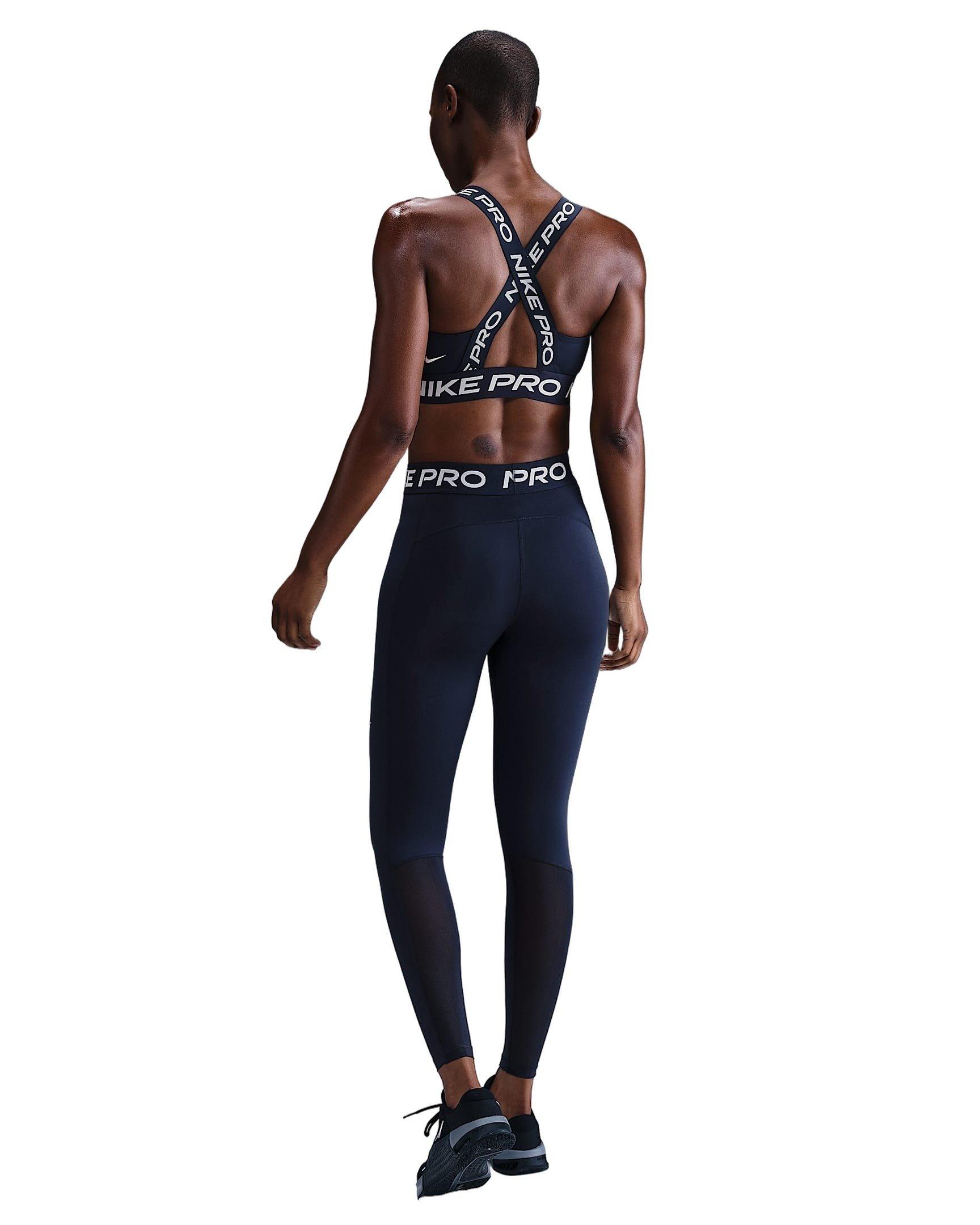 Nike Women's Pro Mid-Rise Mesh-Paneled Leggings - Navy - NAVY Thumbnail View 5