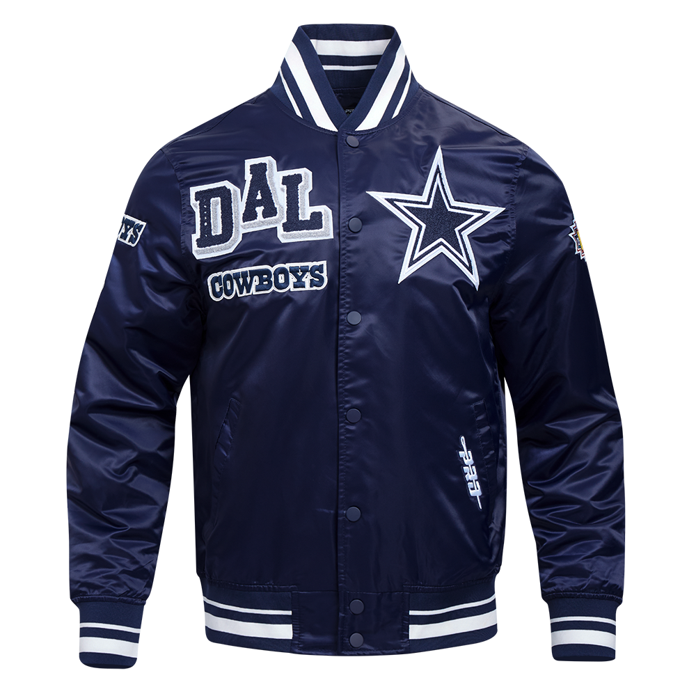 Pro Standard Men's NFL Dallas Cowboys Mashup Rib Satin Jacket -Navy - NAVY Thumbnail View 1